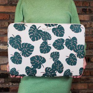 Kate Spade Darcy Monstera Laptop Sleeve NWT Fits Up To 15 Inches Green White NWT